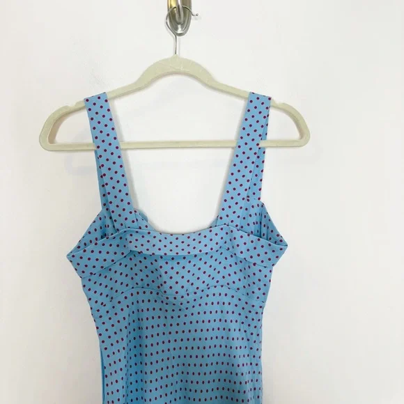 Reformation Tancy Polka Dot Midi Dress Blue Size 6 - Picture 5 of 7